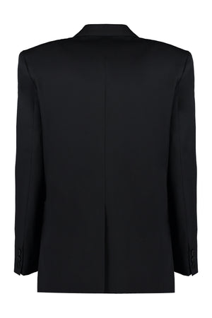 ISABEL MARANT Double-Breasted Wool Blazer with Satin Lapels