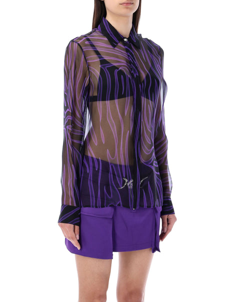 Sheer Zebra Silk Shirt in Violet for Women - SS23