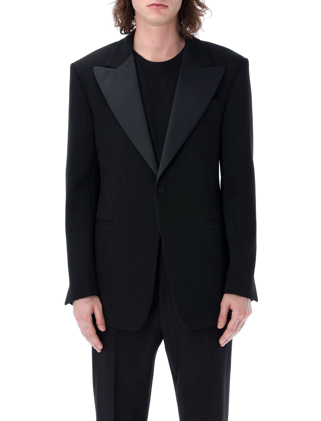 Men's Classic Black Wool Tuxedo Blazer - SS23 Collection