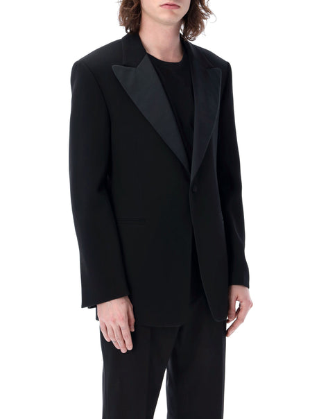 FERRAGAMO Classic Black Wool Tuxedo Blazer for Men - SS23 Collection