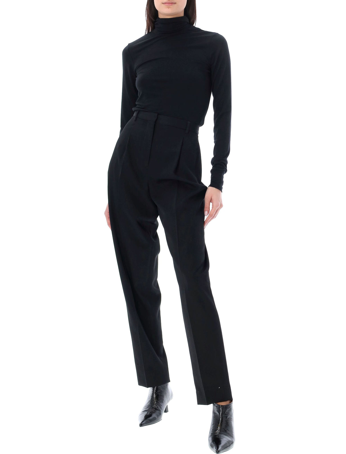 Sophisticated Black Tailored Wool Pants for Women - Spring/Summer 2024