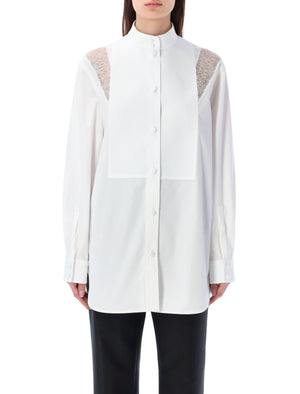 BURBERRY Optic White Lace Trim Shirt for Women - SS23 Collection