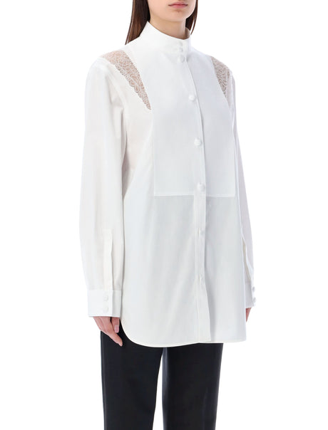 BURBERRY Optic White Lace Trim Shirt for Women - SS23 Collection