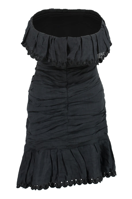 فستان بأكتاف منسدلة بتصميم رائع من مجموعة SS23 - أسود