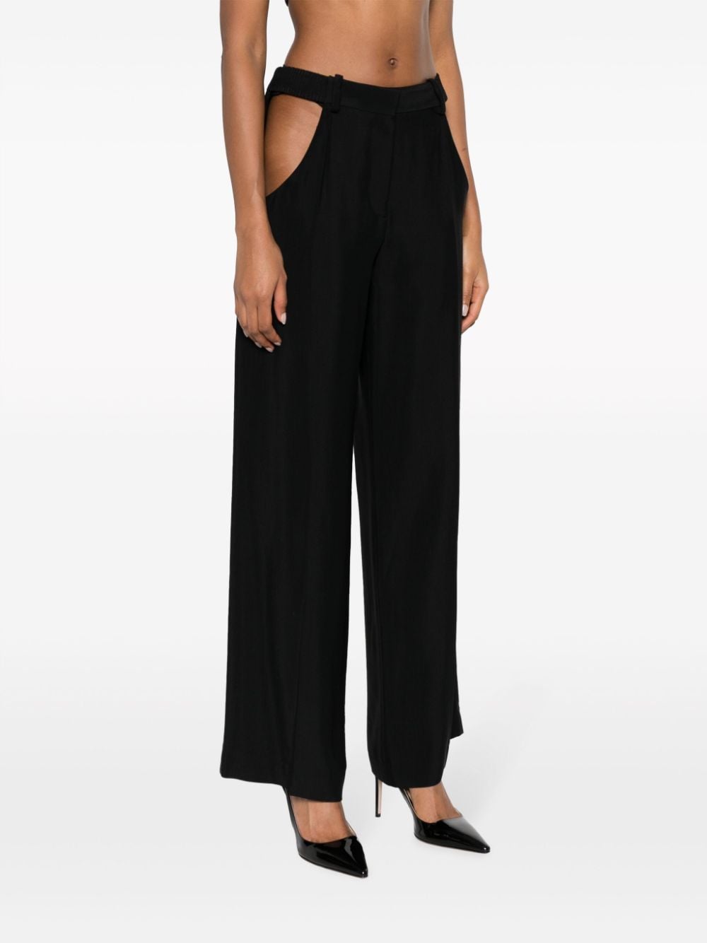 MUGLER Elegant Black Cut-Out Trousers for Women from FW23 Collection