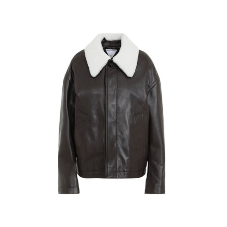 BOTTEGA VENETA Men's Leather Shearling Bomber Jacket