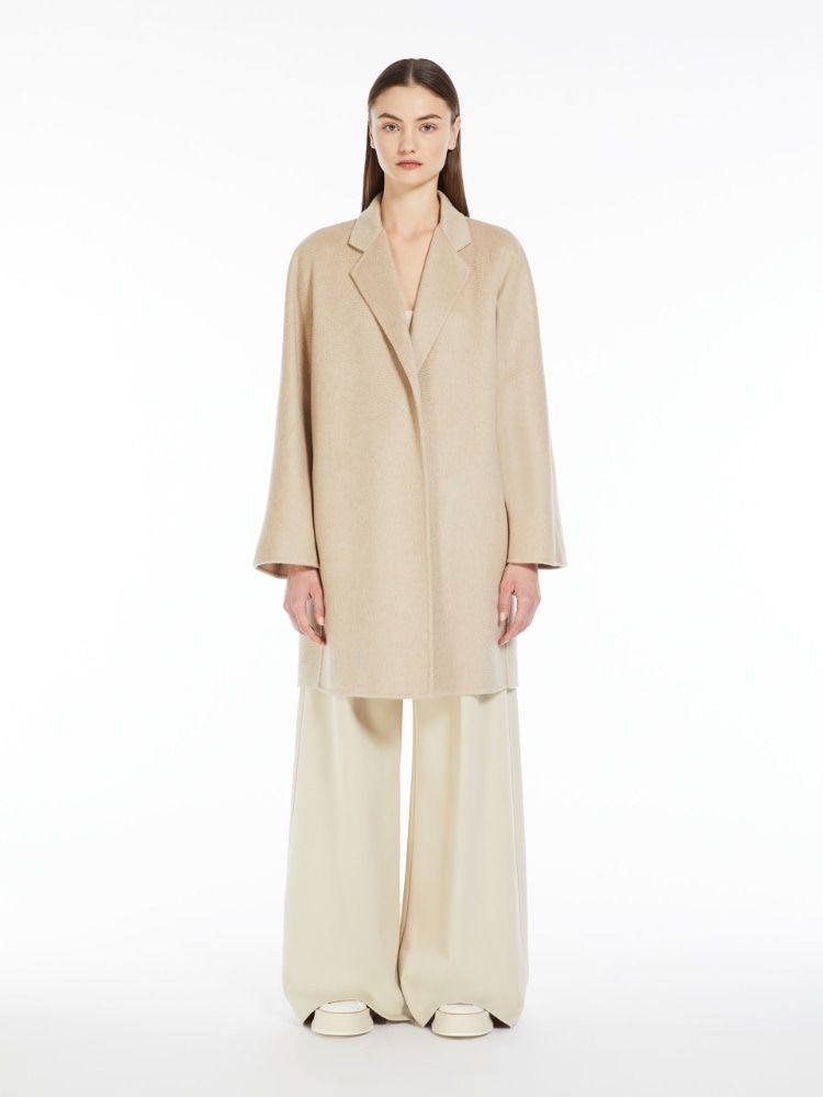 MAX MARA Short Cashmere Dressing Gown Jacket with Kimono Sleeves and Matching Belt