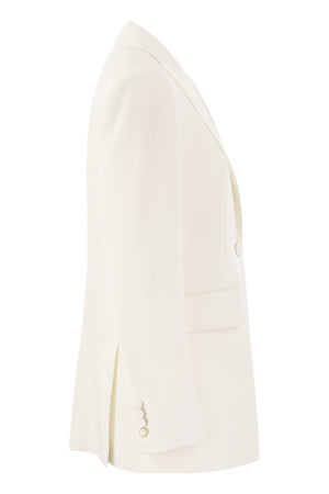 Elegant Single-Breasted Tuxedo Jacket in White for Women - SS24 Collection