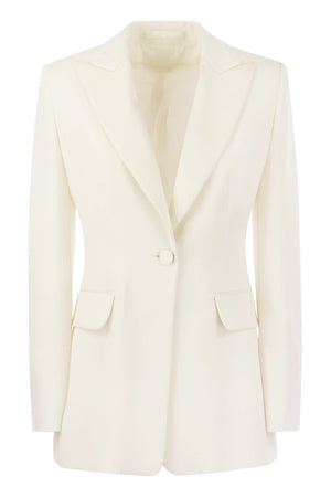 Elegant Single-Breasted Tuxedo Jacket in White for Women - SS24 Collection