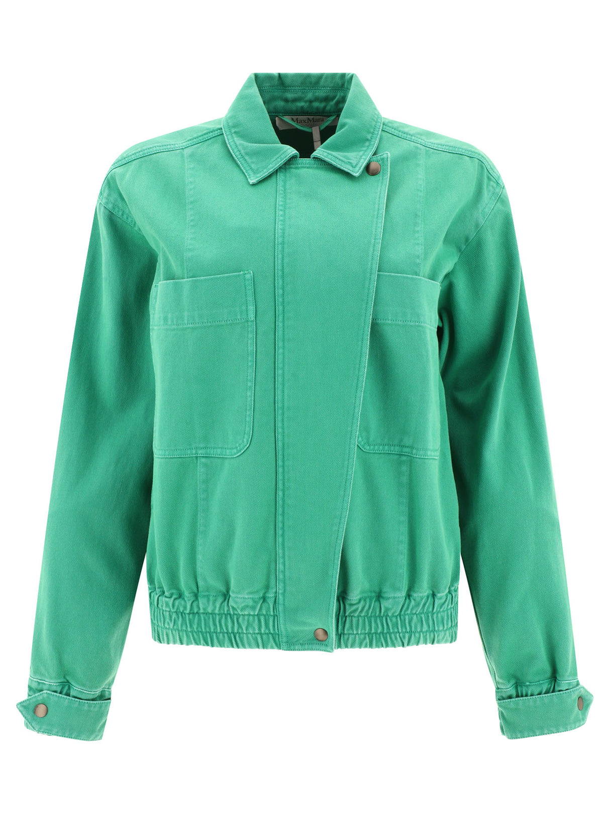 女士綠色短款棉質夾克 - SS24 系列