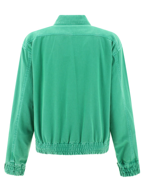 女士綠色短款棉質夾克 - SS24 系列