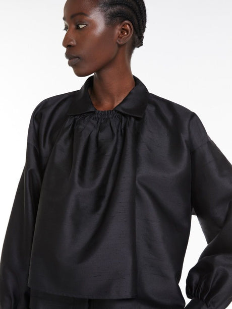 أصيلة قميص أسود من الحرير والقطن للنساء من MAX MARA