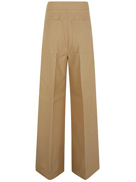 MAX MARA High-Waisted Wide-Leg Cotton Pants in Light Brown for Women