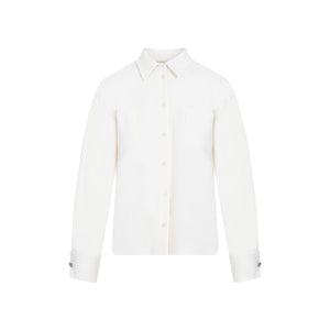 قميص جاكيت صوفي أبيض للنساء - مجموعة SS24