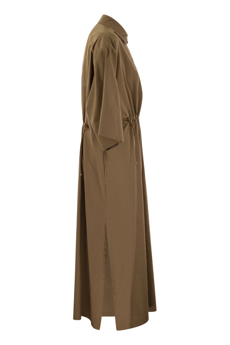 經典棕色棉絲連身裙