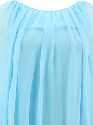 فستان شيفون حريري أزرق فاتح متسع للنساء