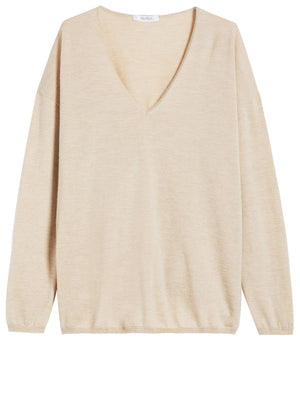 MAX MARA Beige Cashmere V-Neck Jumper for Women - SS24 Collection