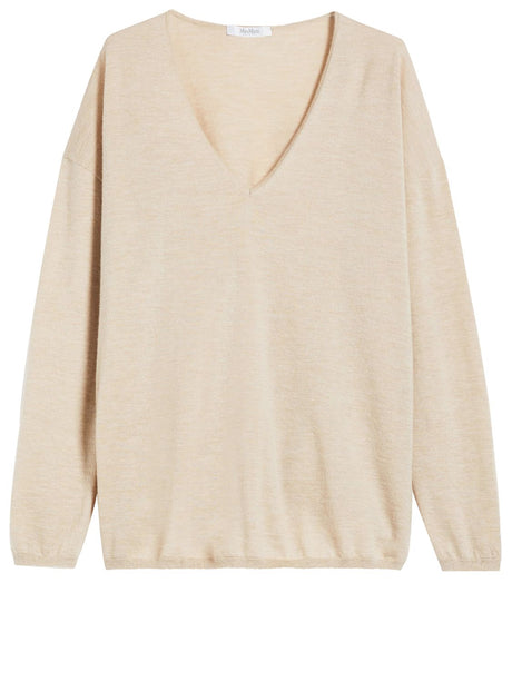 MAX MARA Beige Cashmere V-Neck Jumper for Women - SS24 Collection