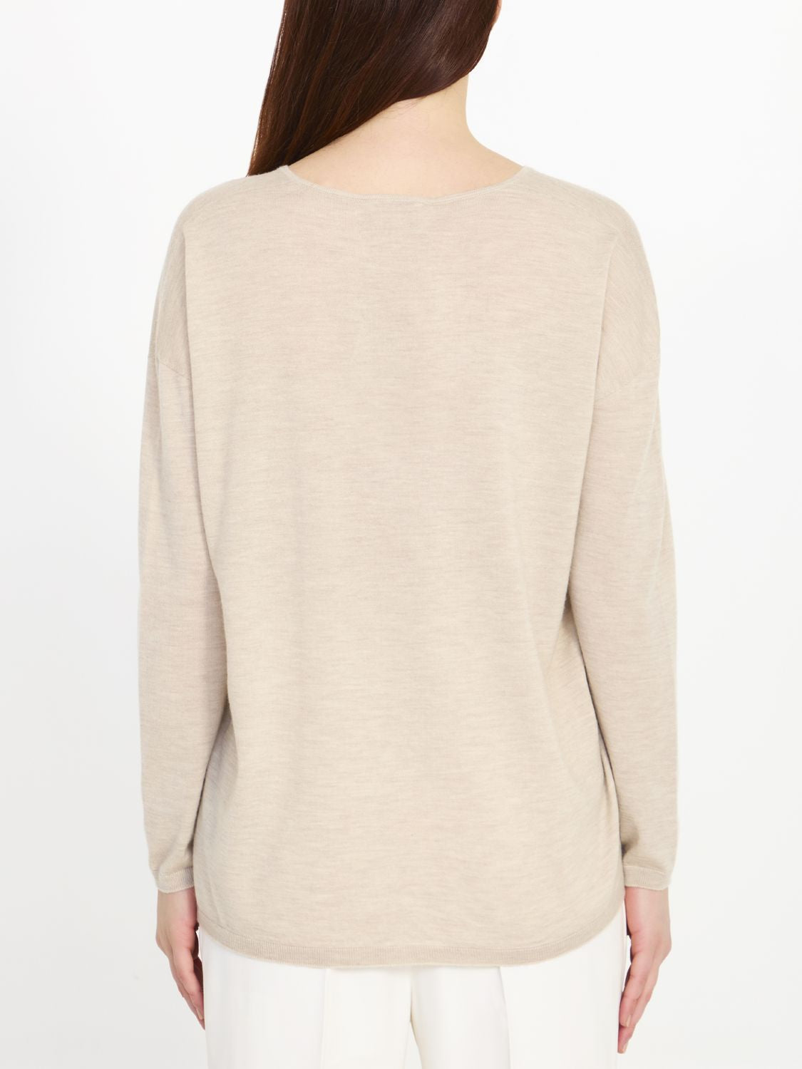 MAX MARA Beige Cashmere V-Neck Jumper for Women - SS24 Collection