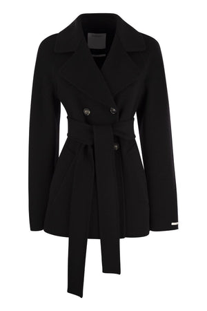 短款羊绒混纺女式睡袍外套-黑色
