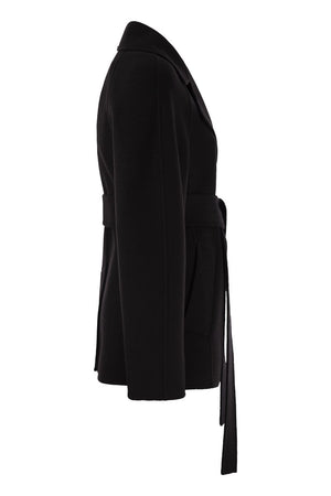 短款羊绒混纺女式睡袍外套-黑色