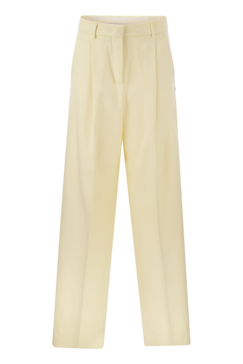 MAX MARA SPORTMAX Beige Cotton Blend Pants for Women - SS24 Collection