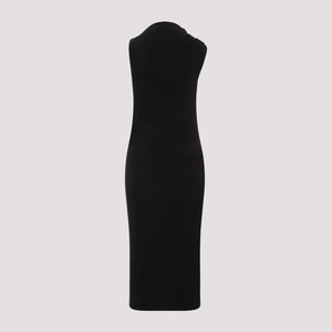 فستان تي شيرت نسائي أسود لفصل الربيع والصيف ٢٤ - خليط البوليستر