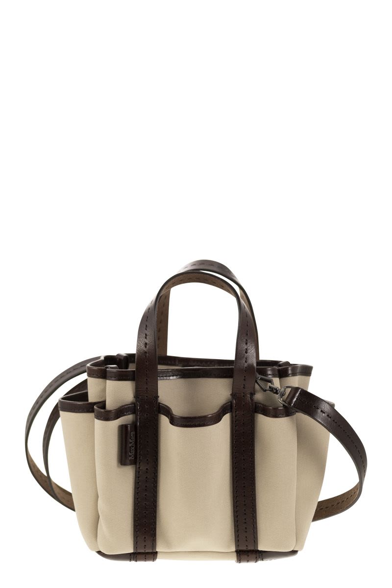 MAX MARA Gardenia Mini Canvas and Leather Tote Handbag