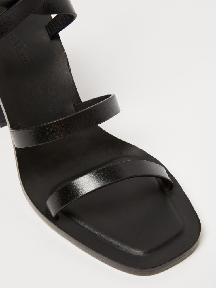 MAX MARA Sleek Black Leather Sandals for Women - SS24 Collection