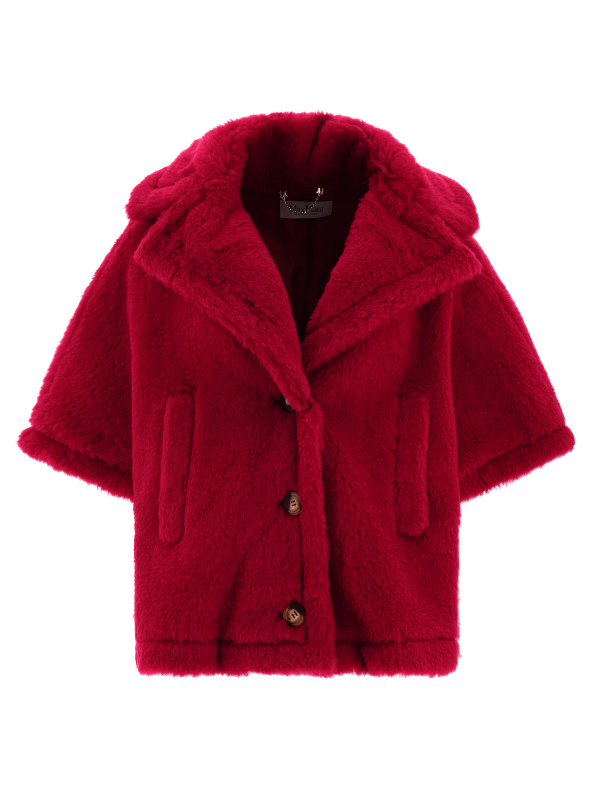 MAX MARA Red Teddy Fabric Short Cloak for Women - SS24