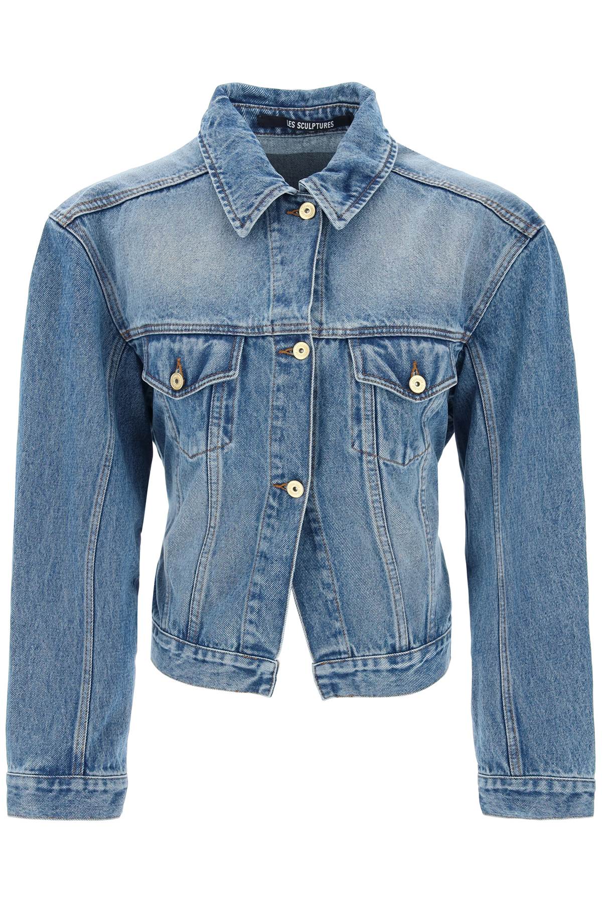 JACQUEMUS Blue Denim Jacket from Les Sculptures Collection by Designer, Made of Regenerated Denim