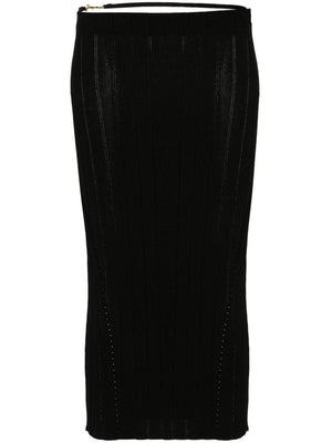 JACQUEMUS High Waist Ribbed Knit Skirt with Adjustable Straps