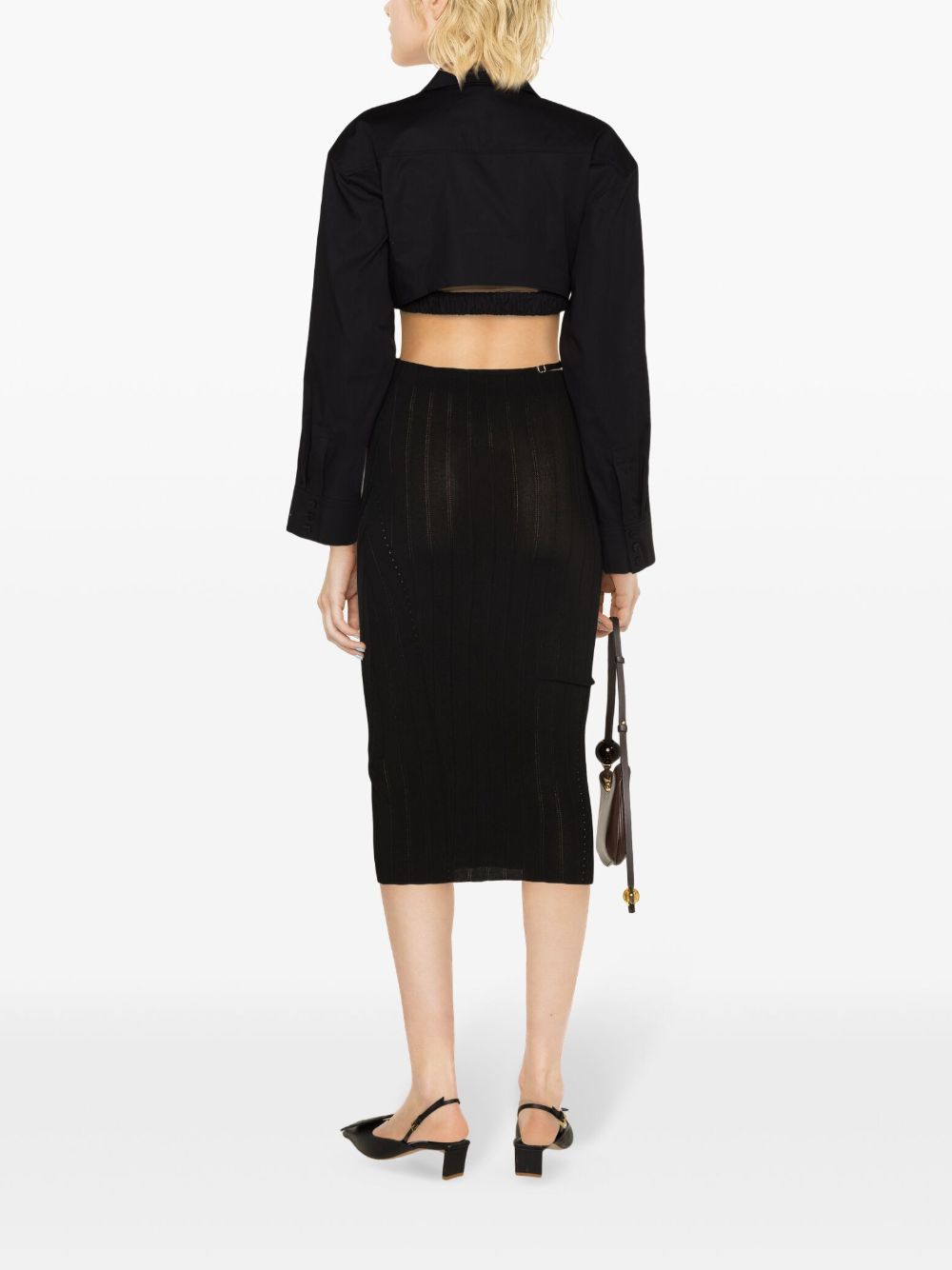 JACQUEMUS High Waist Ribbed Knit Skirt with Adjustable Straps