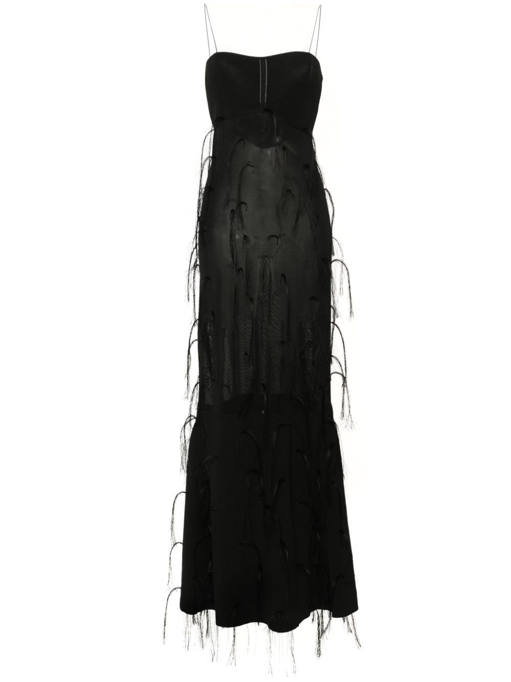 Váy Đầm Maxi Dệt Kim Mảnh Màu Đen Dành Cho Nữ | Bộ Sưu Tập Xuân Hè 2024