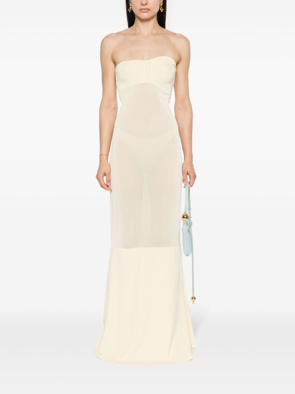 JACQUEMUS Light Yellow Mermaid Dress with Spaghetti Straps