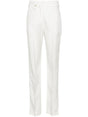 JACQUEMUS High-Waisted Straight-Leg Split Pants with Inlaid Ribbon