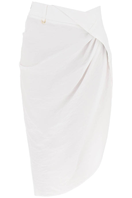 JACQUEMUS Asymmetric Textured Skirt - Classic White