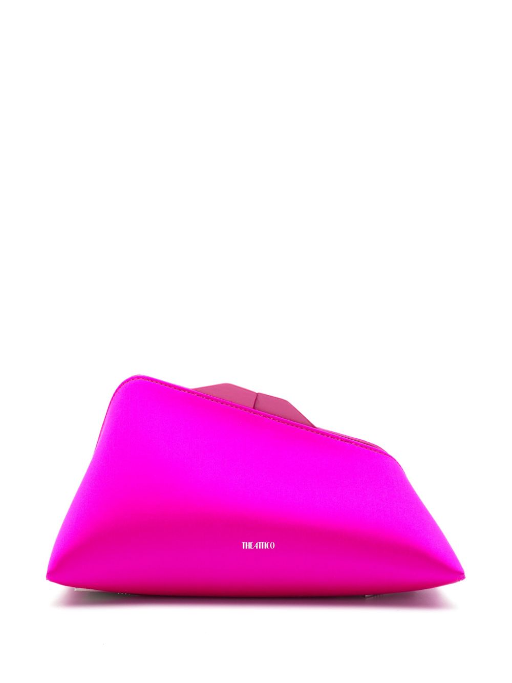 THE ATTICO Fuchsia Pink Silk Satin Logo Print Clutch for Women - SS24