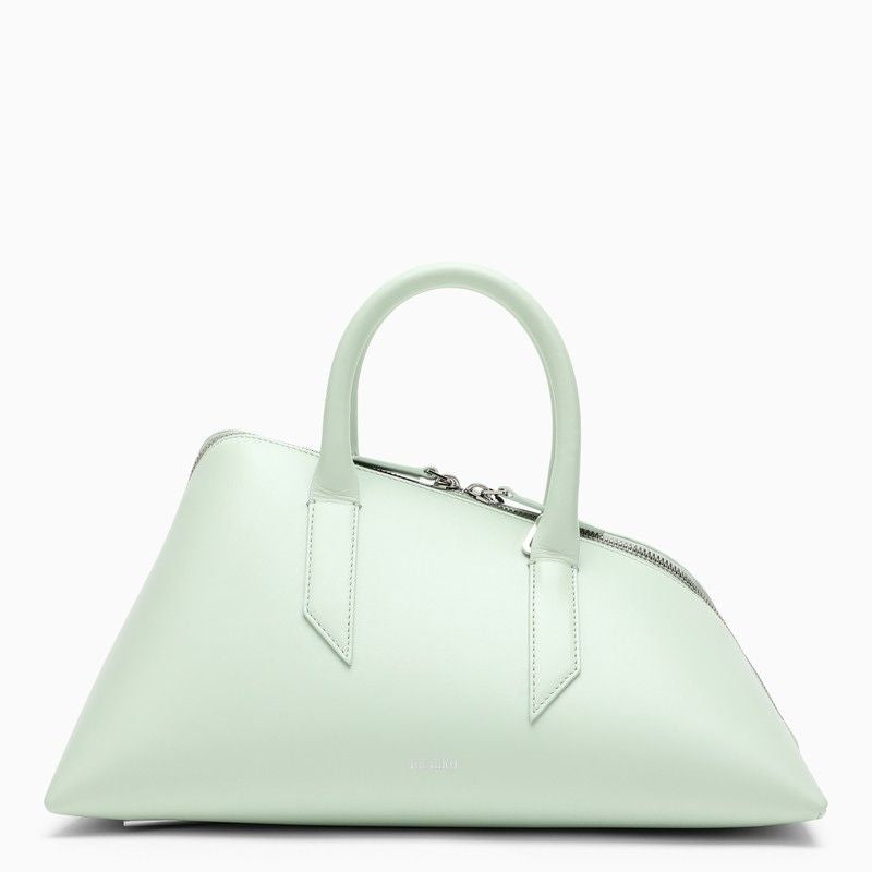 Smooth Aquamarine Leather Top-Handle Handbag for Women