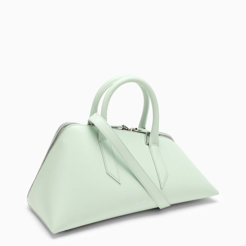 Smooth Aquamarine Leather Top-Handle Handbag for Women