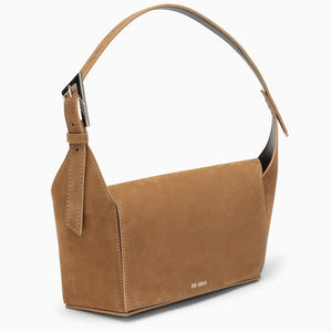THE ATTICO Geometric Shoulder Handbag in Light Chocolate Suede for Women - SS24 Collection