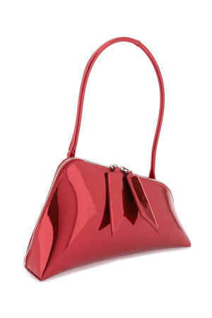 حقيبة كتف مرآة حمراء مع تصميم عصري للنساء