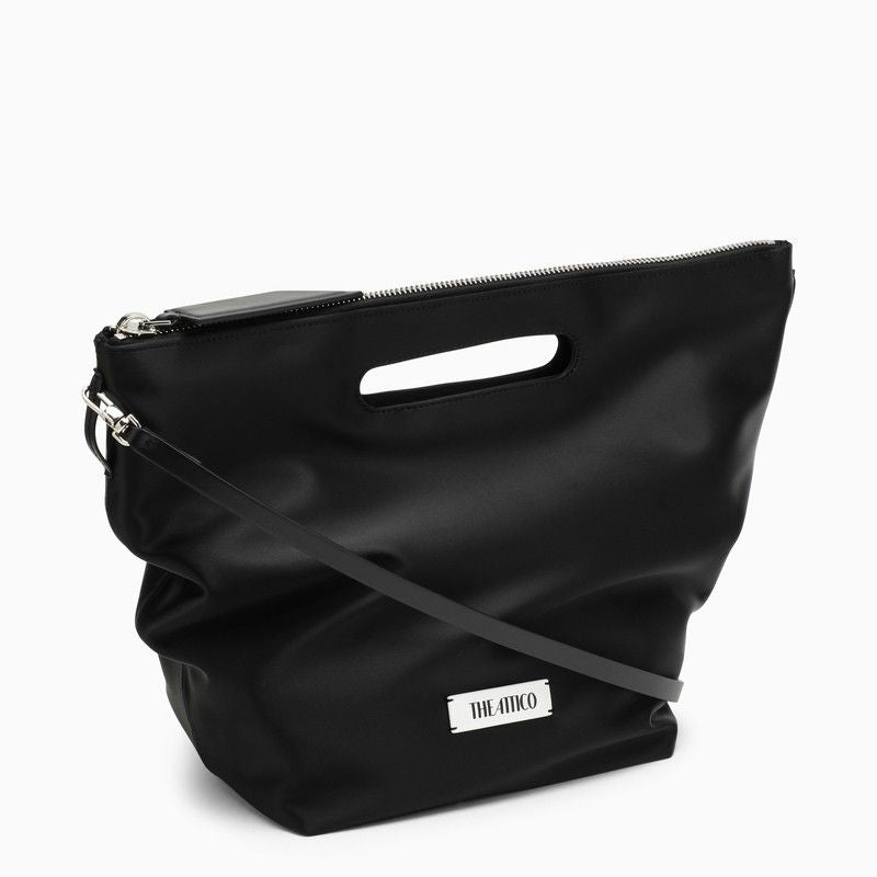 THE ATTICO Black Tote Bag for Women Featuring Adjustable Strap & Silver-Tone Hardware