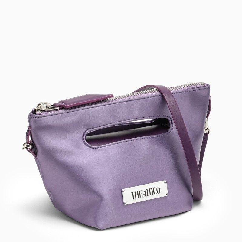 THE ATTICO Satin Tote Handbag with Leather Detailing and Silver-Tone Hardware