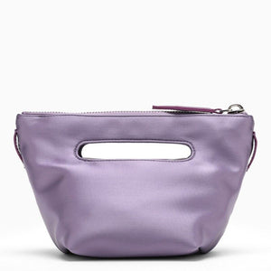 Satin Tote Handbag with Leather Detailing and Silver-Tone Hardware