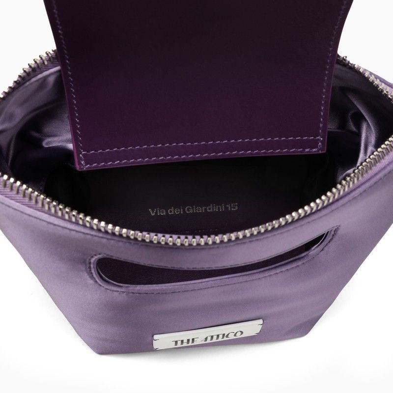 THE ATTICO Satin Tote Handbag with Leather Detailing and Silver-Tone Hardware