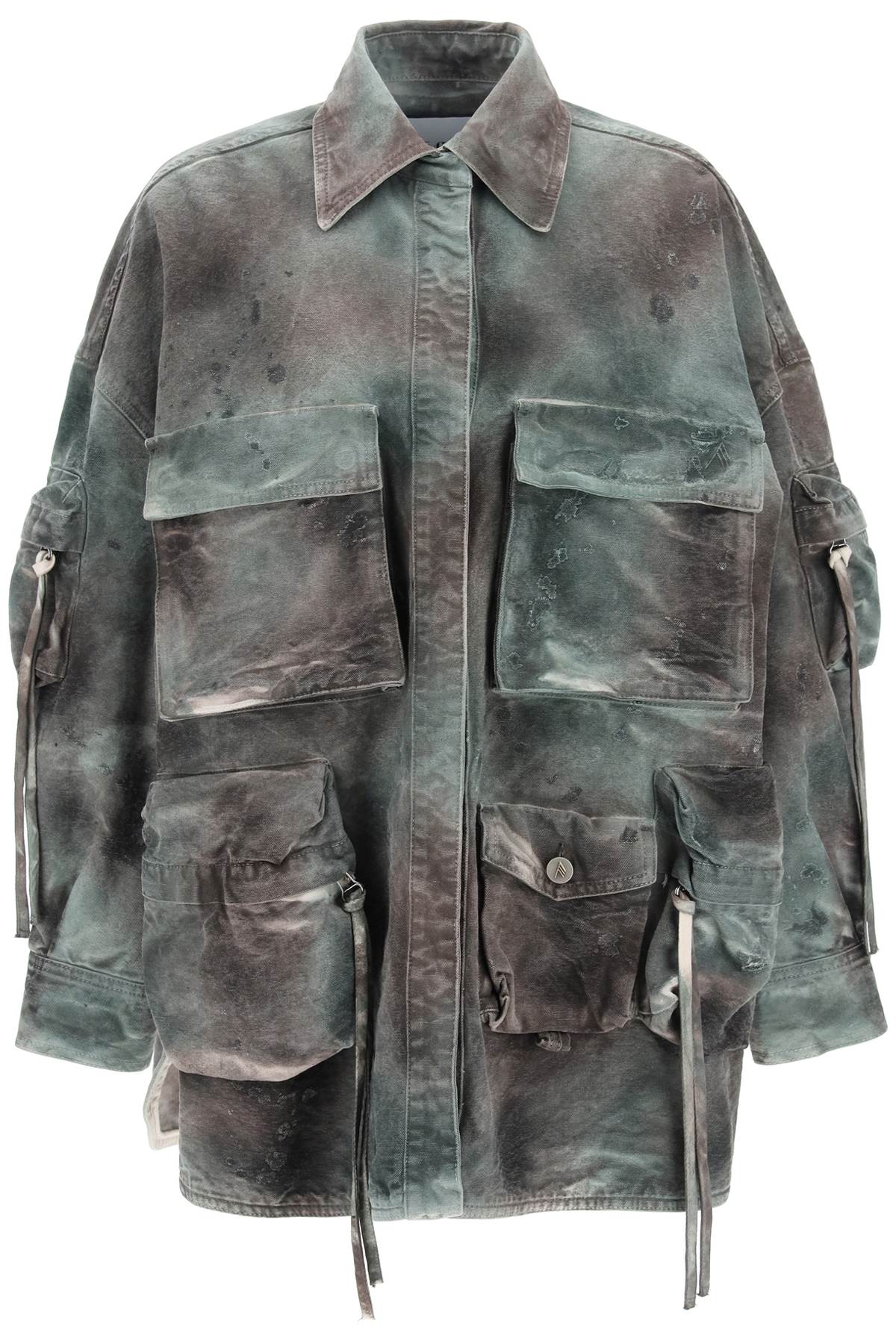 THE ATTICO Green Stained Camouflage Cargo Overshirt for Women