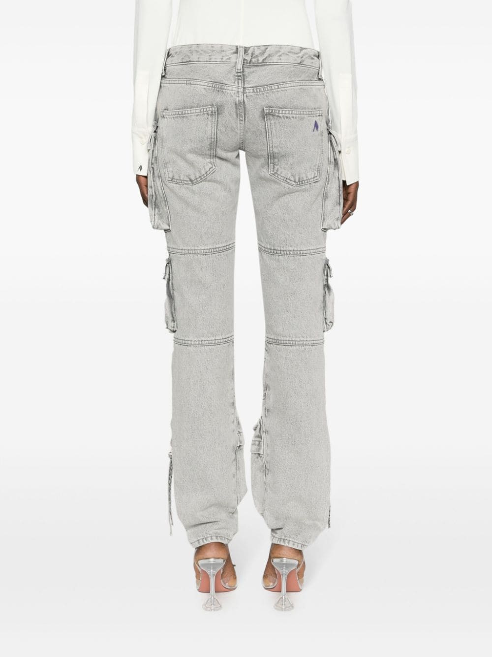 THE ATTICO Light Grey High-Rise Cotton Denim Trousers