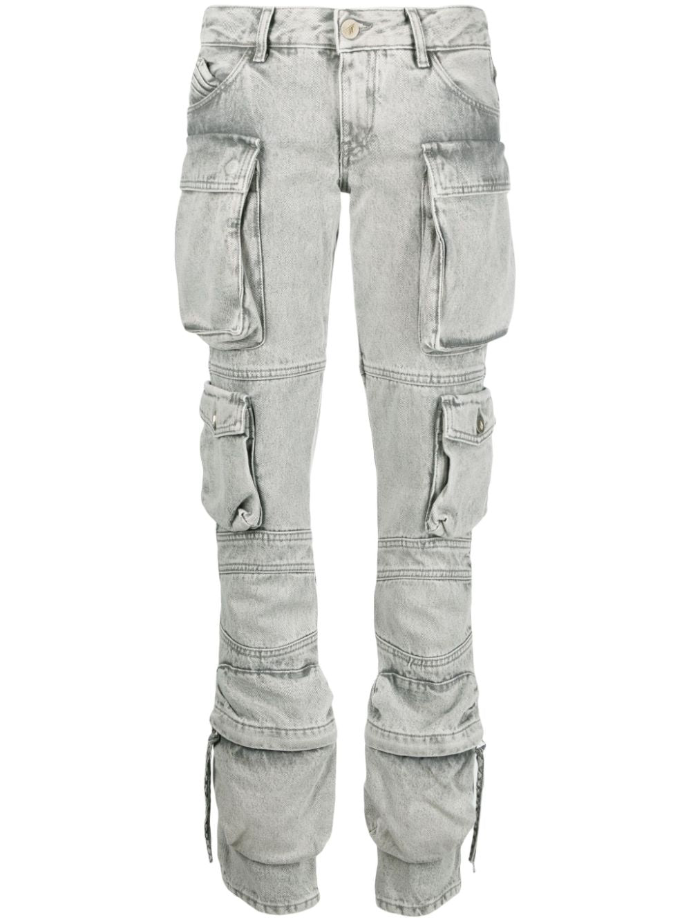 THE ATTICO Light Grey High-Rise Cotton Denim Trousers