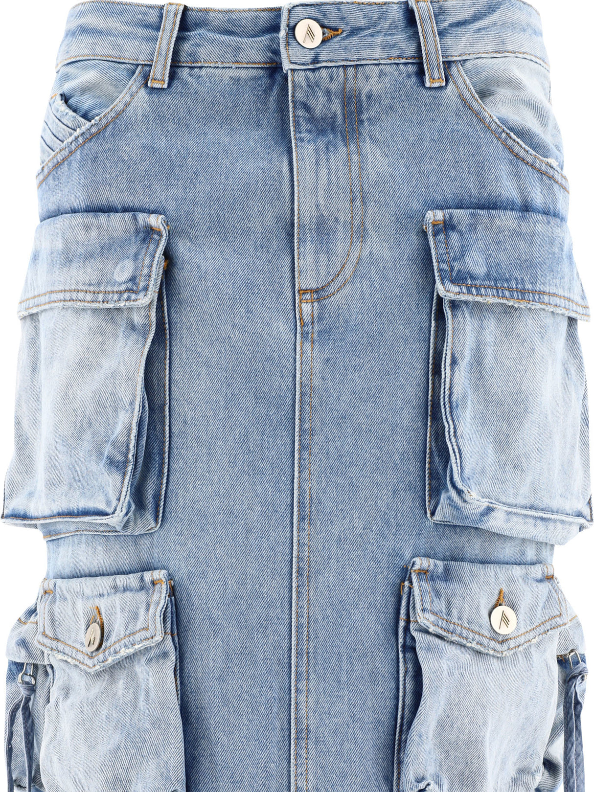 تنورة جيب متوسطة مطرزة للنساء باللون الأزرق - مجموعة SS24